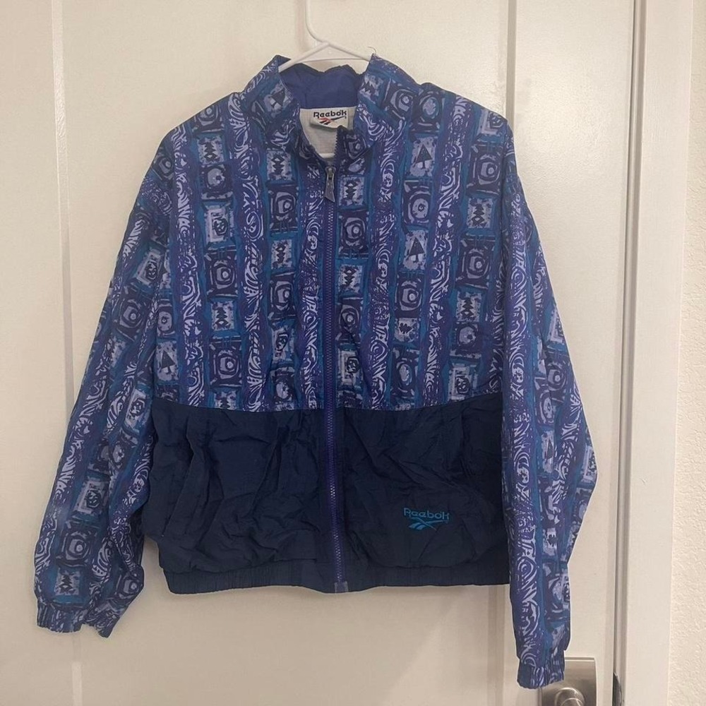 Vintage Reebok‎ Purple Windbreaker 80s Bomber Ski Jacket Retro